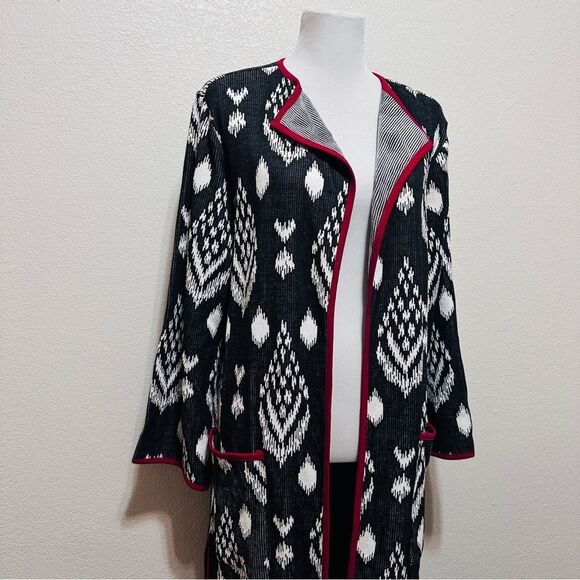 Antthony Knit Jacquard Duster Coat Navy Ivory- NWT - Picture 4 of 11